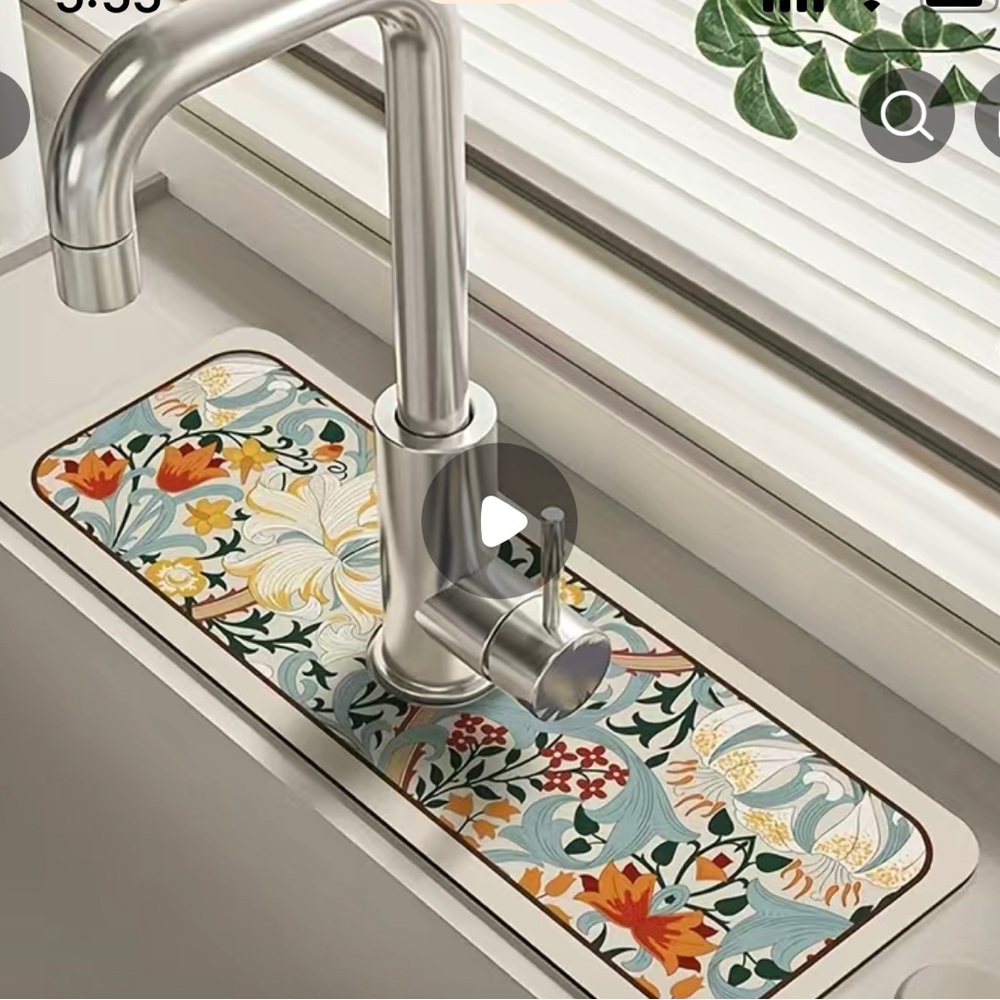 NWT Floral Sink Faucet Drainage Absorbent Mat